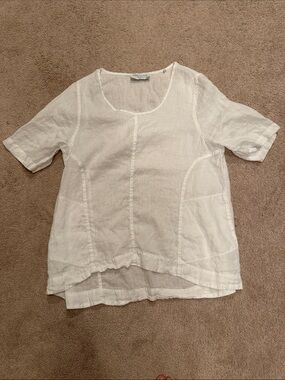 Made in Greece, Soft Scoop Neck Linen Tunic - White